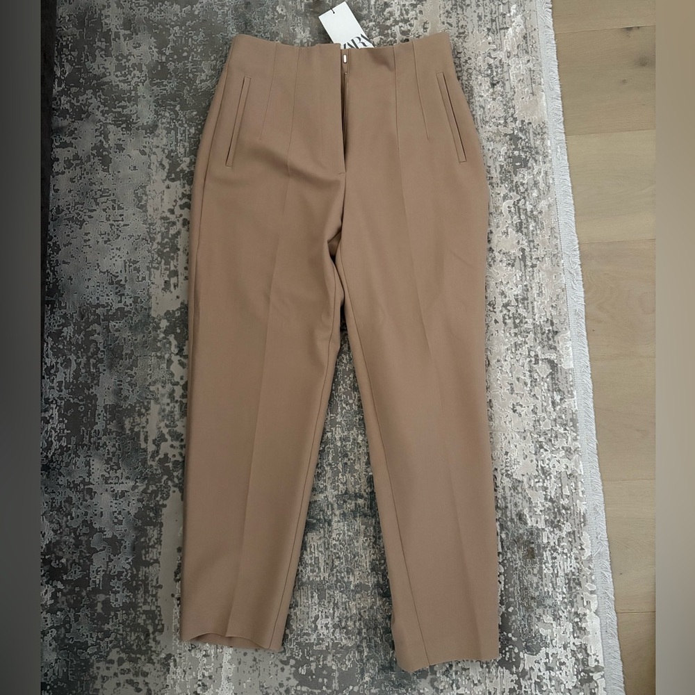 Zara Tan High-Waisted Trousers
